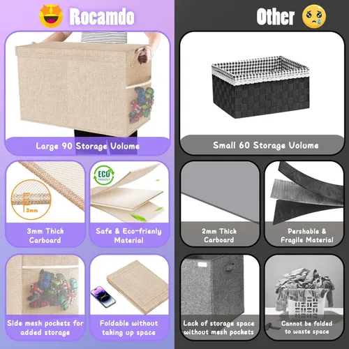 Miniatura 7 de Caja grande de almacenamiento de juguetes con divisor de tapa, organizador de juguetes plegable resistente, cofre organizador, contenedores, cajas
