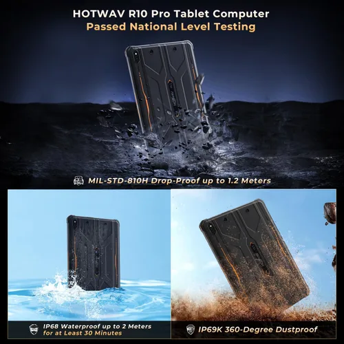Miniatura 8 de HOTWAV R10 Pro 2025 Tableta Resistente Android 14 - 10.1 Pulgadas HD+ 10800mAh Tableta Impermeable, 20GB RAM+256GB ROM/1TB TF Tablets