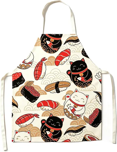 Miniatura 16 de Delantal de gato lindo delantal de cocina para mujeres y hombres, delantales divertidos para cocinar, hornear, pintura, jardinería y fiesta
