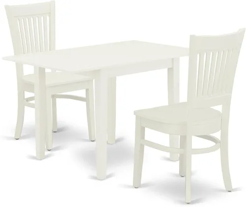 Miniatura 11 de East West Furniture NDVA3-LWH-C Juego de mesa y sillas de cocina de 3 piezas contiene una mesa de comedor rectangular con gotas y 2 sillas tapizadas