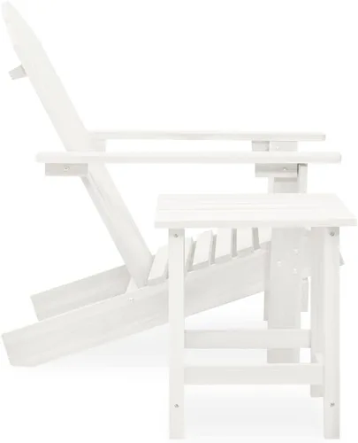 Miniatura 3 de Silla Adirondack para patio con mesa de madera de abeto maciza, color blanco, juego de muebles de patio al aire libre, juego de asientos de jardín