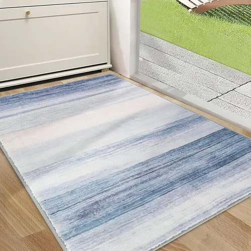 Miniatura 24 de CRISTGEE - Alfombra de puerta, alfombra de entrada interior falsa de lana antideslizante, alfombra de entrada absorbente y abstracta para el pasillo