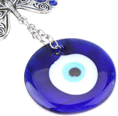 Miniatura 7 de Colgante de pared de cristal turco contra el mal de ojo, adorno azul de 6.69 pulgadas, amuleto de buena suerte, decoración de automóvil para oficina