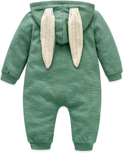 Miniatura 42 de Simplee Kids Enterizo con diseño de conejo de Pascua con capucha, para bebé, overol con cremallera y orejas largas