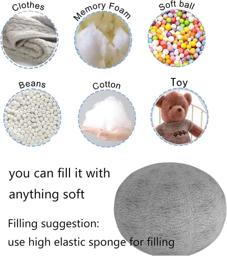 Miniatura 3 de Funda para silla tipo puf (sin relleno, solo funda) para adultos y niños, funda gigante de terciopelo suave para sofá cama, funda protectora de puf