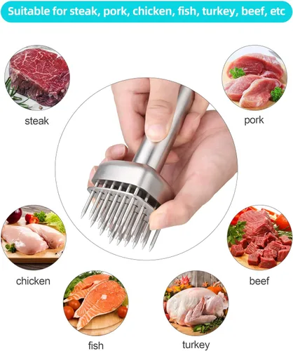 Miniatura 6 de Aliglow Ablandador de carne de acero inoxidable 304, martillo de carne, herramienta para ablandar y golpear filete, carne de cerdo, pollo, barbacoa
