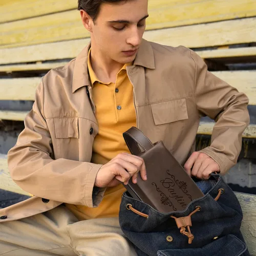 Miniatura 7 de Bolsa de artículos de aseo personalizada para hombres, kit de viaje de cuero con monograma personalizado para hombres, organizador de artículos