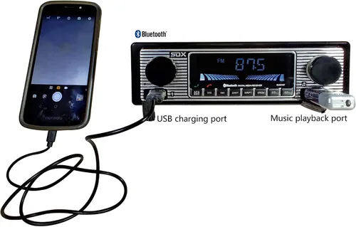 Miniatura 8 de SDX Audio Receptor de radio Bluetooth, reproductor de MP3 con cargador USB, MP3/USB, entrada auxiliar, micrófono integrado manos libres, iluminación