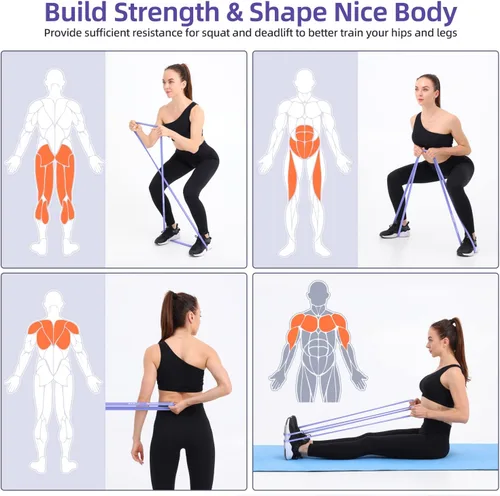 Miniatura 5 de Sportneer Bandas de resistencia para entrenar: bandas de dominadas de 5 a 130 libras, 5 niveles, bandas de ejercicio con asas y anclaje de puerta