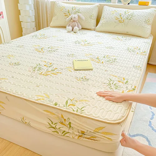 Miniatura 14 de FCLDESHOP Comfort Hotel - Sábana bajera ajustable de bolsillo profundo, juego de sábanas bajeras y fundas de almohada de seda de hielo de látex