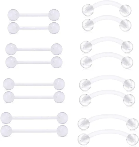 Miniatura 9 de MODRSA 14g 16g Nipple Rings Tongue Rings 14 Gauge Surgical Steel Nipple Bar Barbell 14mm 16mm 18mm Silver Rose Gold Black Tongue Piercing Jewelry