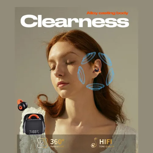 Miniatura 4 de Auriculares inalámbricos con clip de oreja Bluetooth 5.3, auriculares inalámbricos abiertos, auriculares de conducción ósea, mini auriculares