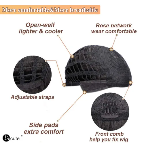 Miniatura 5 de DOcute - Pelucas Pixie cortas marrones para mujeres negras, peluca de reemplazo diario con corte Pixie y flequillo, pelucas rizadas cortas en capas