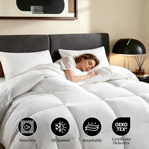 Miniatura 4 de Beautyrest Luxury Hotel Collection - Edredón de fibra de plumón de ganso blanco tamaño Queen, ultrasuave, 100% algodón, transpirable, relleno