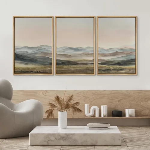 Miniatura 478 de SIGNWIN Lienzo enmarcado para pared, arte con pinceladas de flujo neutro en tonos beige abstractos, ilustraciones, arte moderno, decorativo