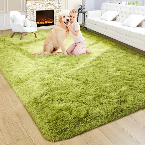 Miniatura 24 de Noahas - Alfombra suave y afelpada para habitación de niña y sala de estar, colorida, decoración para guardería, teñido anudado arcoíris, azul