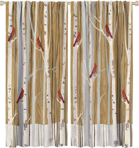 Miniatura 78 de Cortinas de abedul para sala de estar, niebla matutina en otoño, decoración del hogar, 42 x 45 pulgadas de largo