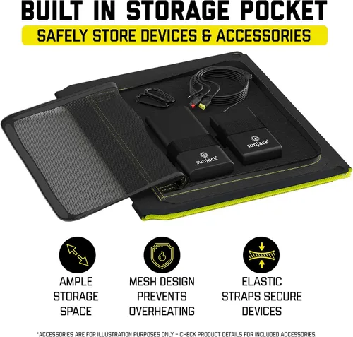Miniatura 3 de SunJack Panel solar plegable de 15 vatios, panel solar portátil monocristalino ETFE con USB-C y USB-A, paneles solares impermeables IP67