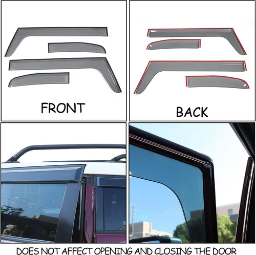 Miniatura 6 de Visera de protección contra la lluvia para ventana todoterreno, deflector, deflector, visera de puerta, ajuste para Toyot@ FJ Cruiser 2004-2021 SUV