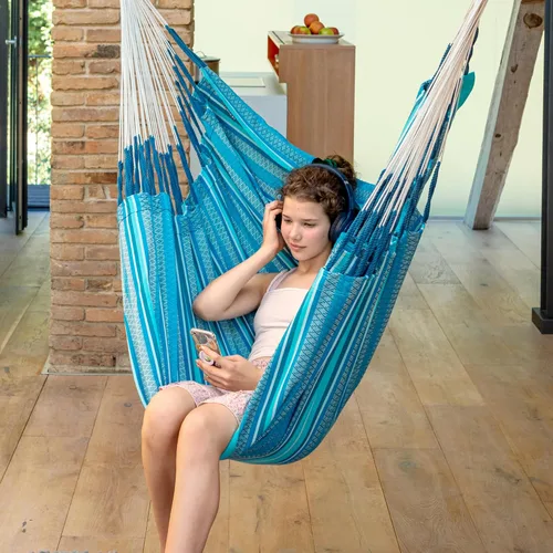 Miniatura 6 de LA SIESTA® - Silla de Hamaca XL King Habana de Algodón & CasaMount - Silla Colgante con Kit de Suspensión para Paredes, Techos y Vigas Cuadradas