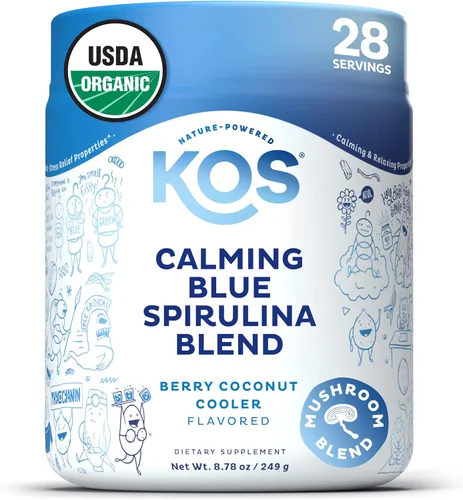 Miniatura 10 de KOS Polvo de espirulina orgánica – Certificado orgánico por USDA, 109 porciones de superalimento en polvo para batidos y jugos, algas azules verdes