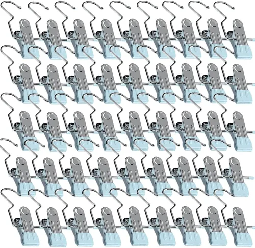 Miniatura 10 de Ganchos de Viaje Colgantes Ahorradores de Espacio para Pinzas de Ropa, Sombreros y Pantalones, Ganchos de Acero Inoxidable para Botas, Clips Negro