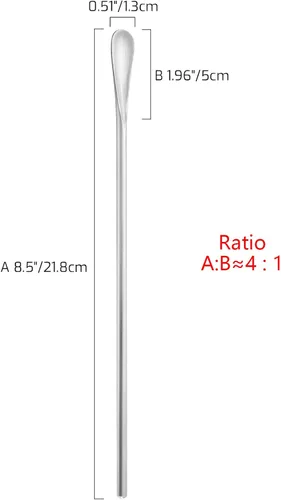 Miniatura 2 de Cuchara para agitar y mezclar de acero inoxidable 304 de 8.5 pulgadas / 8.6 in, herramienta de barra reutilizable para café, té, bebidas heladas