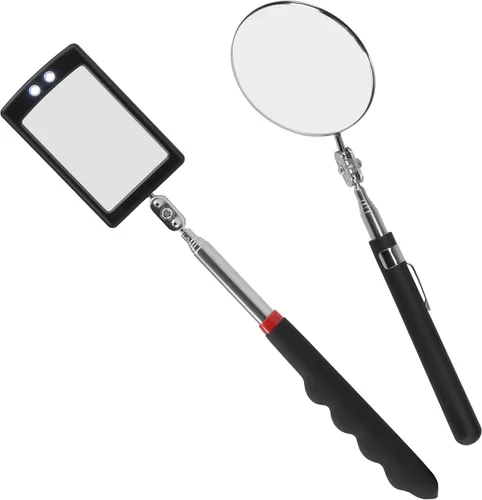 Miniatura 2 de Espejo de inspección telescópico giratorio de 360 grados – Espejo mecánico de coche en un palo con luces y herramienta mecánica extensible