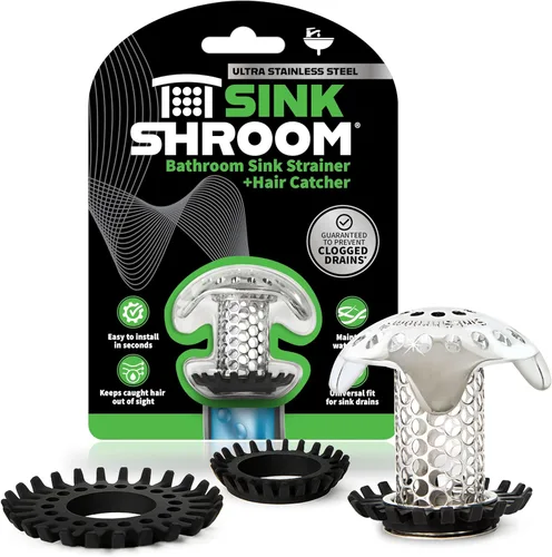 SinkShroom Protector de drenaje de lavabo de baño ultra revolucionario, acero inoxidable