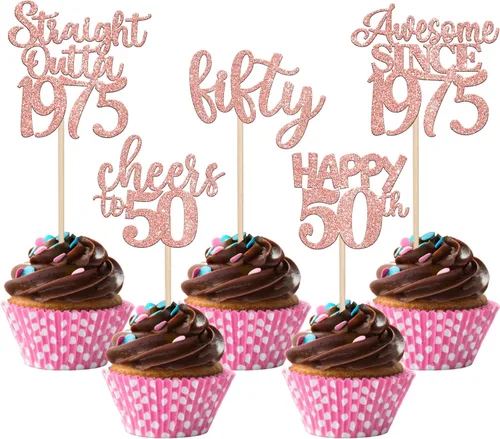 Miniatura 14 de Paquete de 30 adornos para cupcakes de 10º cumpleaños con purpurina recta hacia fuera de 2016, Happy 10th Ten Awesome Since 2016, 10 fabulosas