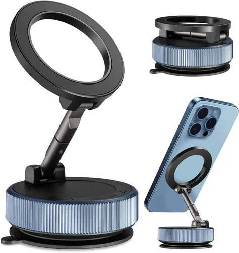 Soporte magnético para teléfono con succión al vacío, soporte magnético ajustable de 360° para teléfono, plegable y retráctil, manos libres con
