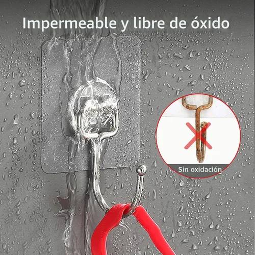 Miniatura 3 de Ganchos Grandes para Colgar Trabajo Pesado 44 libras (Máx.) 10 Paquetes, Colgadores de Pared sin Clavos Autoadhesivos Sin Rastro Transparentes