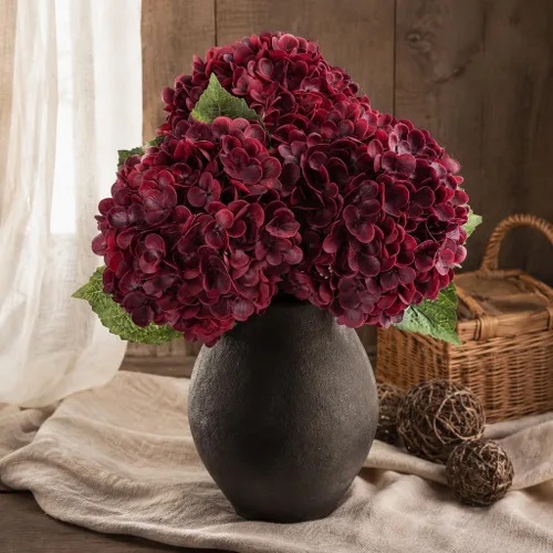 Miniatura 9 de Flores artificiales de hortensias de tacto real, 2 flores azules y 2 blancas de tacto real, flores de hortensias sintéticas de 21 pulgadas, flores