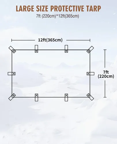 Miniatura 2 de HIRALIY Lona impermeable resistente de 20 mil, lona negra de 7 x 12 pies con bucles de cincha reforzados, lona de tela Oxford multiusos para leña