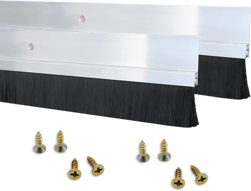 Miniatura 12 de Paquete de 2 barridos inferiores de puerta, soporte de aleación de aluminio en forma de H para la parte inferior de la puerta con cepillo de nailon