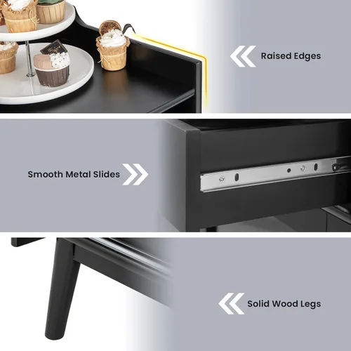 Miniatura 5 de Giantex Aparador de buffet, moderno armario de almacenamiento de barra de café con 2 puertas correderas de vidrio templado, estante para vino para 4