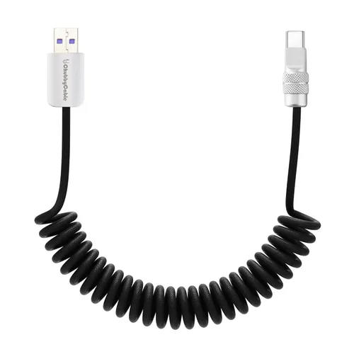 Miniatura 13 de chubbycable Curly Chubby - Cable de carga rápida USB C en espiral de 240 W, cable de carga retráctil trenzado duradero para automóvil compatible