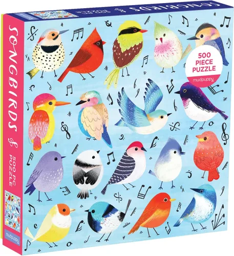 Mudpuppy Songbirds, rompecabezas de 500 piezas para familias y adultos, rompecabezas ilustrado de pajarillos para familias y adultos con pájaros
