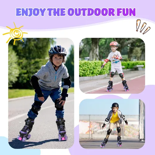 Miniatura 7 de Patines de ruedas para niños y niñas, patines cuádruples ajustables de 4 tallas con todas las ruedas iluminadas para principiantes, deportes
