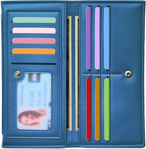 Miniatura 22 de Tipmile Cartera ultra delgada para mujer, cartera de cuero plegable para mujer, cartera RFID, cartera de bloqueo RFID para tarjetas de crédito