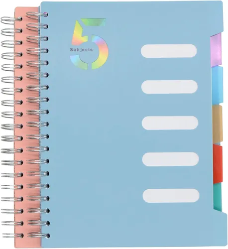Miniatura 8 de Cuaderno de 5 asignaturas, 1 pieza en azul oscuro de 10 pulgadas x 7 pulgadas B5 en espiral con cubierta de plástico impermeable y suave, 300