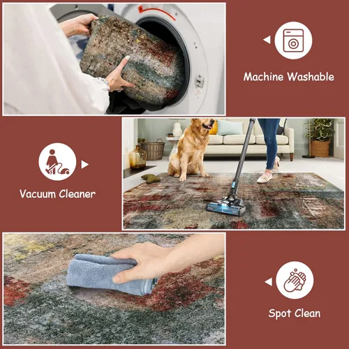 Miniatura 5 de Lahome Alfombra de Área Abstracta Moderna - Alfombras Lavables de 4x6 pies para Sala de Estar, Dormitorio, Comedor, Alfombra de Piso