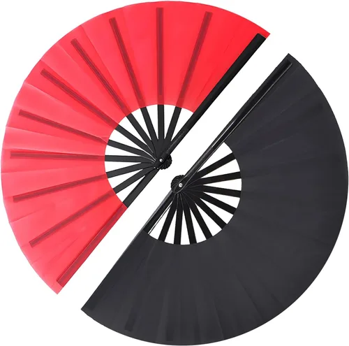 Miniatura 11 de Ventilador de mano plegable grande para baile de línea, botas en el suelo, abanicos de baile portátiles de tela de nailon de 13 pulgadas