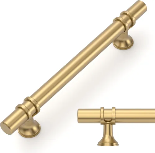 Miniatura 21 de Amerdeco ZH0050 - Paquete de 10 pomos de bronce champán para gabinetes, barra en T de 2 pulgadas, manijas de gabinete de cocina, manijas