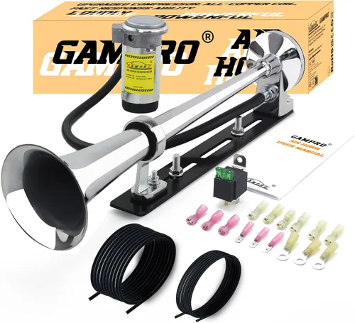 Miniatura 8 de GAMPRO Bocina de aire para camión, barcos, coche para 12 V, 150 db, kit de bocinas de tren súper ruidosas con soporte