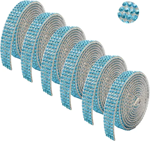 Miniatura 9 de 6 Rollos de Cinta Adhesiva con Diamantes de Imitación para Manualidades, Rollo de Cinta con Cristales para Decoración de Automóviles y Teléfonos