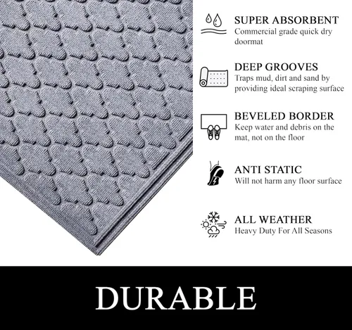 Miniatura 7 de A1HC - Tapete de puerta multiusos duradero, para interiores y exteriores, fácil de limpiar, impermeable, para todo tipo de clima, patio, garaje