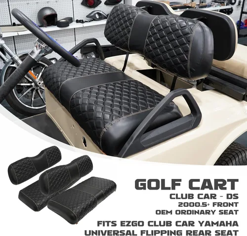 Miniatura 2 de Fundas de asiento de carrito de golf, delanteras y traseras, impermeables y resistentes al sol, de piel de vinilo de grado marino, accesorios
