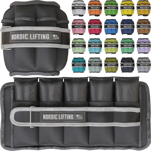Miniatura 12 de Nordic Lifting - Pesas ajustables de tobillo para mujeres y hombres – 1 par (2–10 libras) Pesas de muñeca, brazo y pierna para gimnasio, yoga
