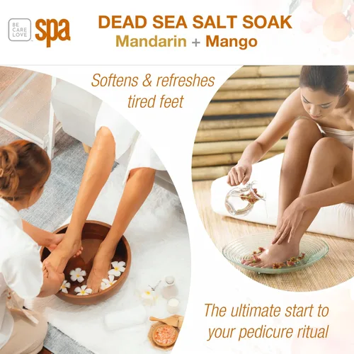 Miniatura 3 de BCL Spa Mandarin Mango Sal del Mar Muerto - Remojo profesional que desafía la edad para pedicura, manicura y sales de baño, suaviza la piel, remojo